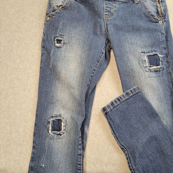 Rue 21 Overalls Women's Size 3/4 Skinny Distressed Denim Bib Cowgirl Countryglam - Picture 6 of 16